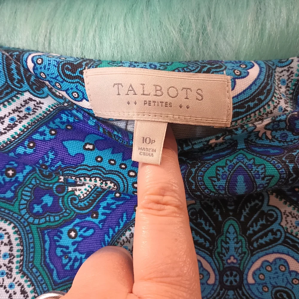 Talbots Petites Blue White and Purple Pattern Skirt Size 10p - Picture 8 of 8